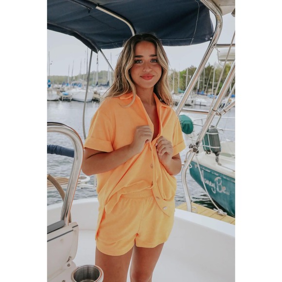 Show me you MuMu Tops - Show Me Your MuMu Women's Parker Button Down Orange Terry Size Small